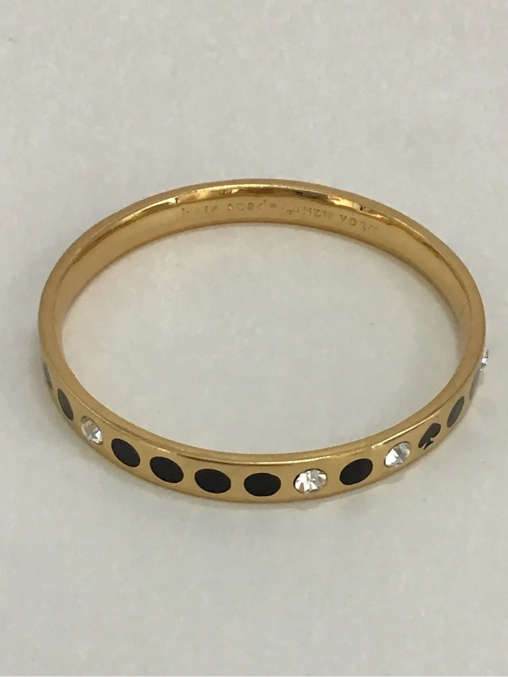kate spade Gold-Tone Bangle with Black Enamel and Clear Crystals - Picture 3 of 5